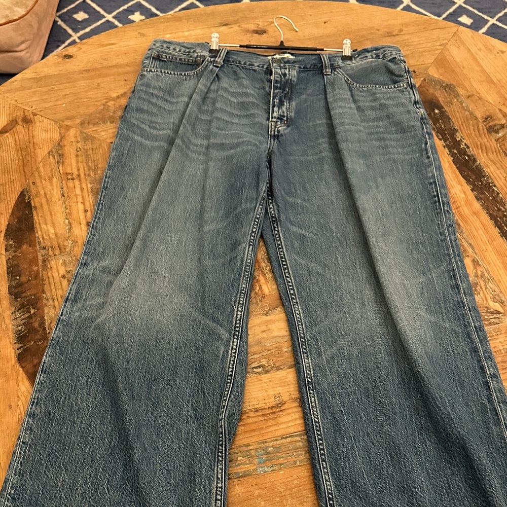 Madewell Wide-Leg Flare Jeans in Washed Blue Denim
